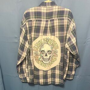 Repurposed Men’s XL Cabela's Blue and Green Plaid Shirt